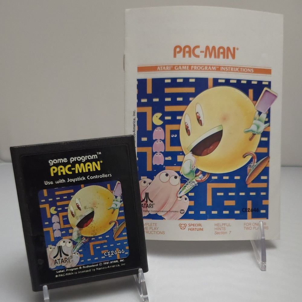 Pac-Man (1981 Atari 2600) Cartridge & Manual - Intact Label - Tested & Working!